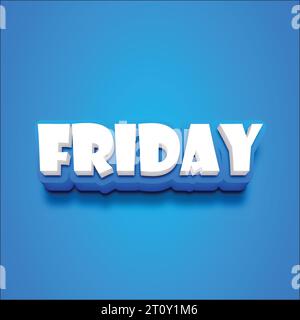 Vector 3D friday text on a blue blackground. Stock Vector