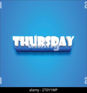 Vector 3D thursday text on a blue blackground. Stock Vector