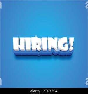 Vector 3D Hiring text on a blue blackground. Stock Vector