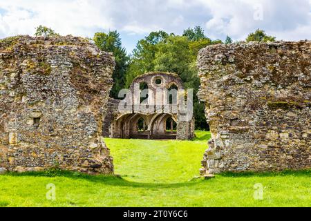 Ruins of Waverley Abbey, a medieval 12th century Cistercian abbey near Farnham, Surrey, England Stock Photo