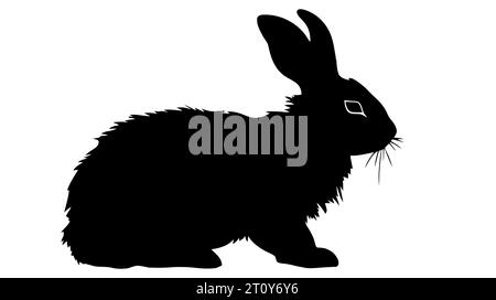 Rabbit silhouette in vector. Easter bunny. Can be used as a stencil or template for festive decorations, postcards, shop windows, logos, etc. Stock Vector