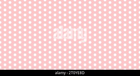 Polka dot seamless pattern. Pink and white dotted repeated background. Swatch template for textile, fabric, plaid, tablecloths, clothes, cover Vector wallpaper Stock Vector