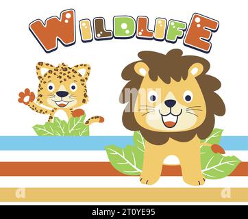 Vector cartoon illustration, funny lion with leopard Stock Vector