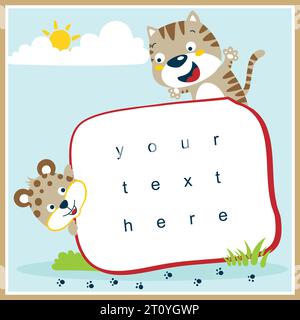 Funny cats cartoon vector, template for greeting card Stock Vector