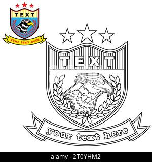 Logo vector with eagle head, coloring page or book Stock Vector