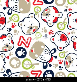 seamless vector pattern with funny animals cartoon Stock Vector