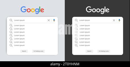 Google Search Bar, Internet Online Browser Page, Technology Template, Blank Window Global Search, Website Address, Empty Browser Element Stock Vector