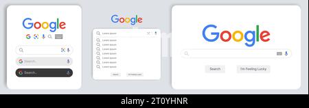 Google Search Bar, Internet Online Browser Page, Technology Template, Blank Window Global Search, Website Address, Empty Browser Element Stock Vector