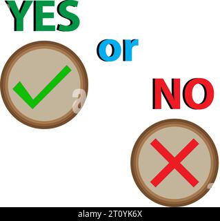 Yes or no choice. vector illustration. Checkmark cross icon set. Checkmark the right symbol tick sign. cross on white background. Isolated vector sign Stock Vector