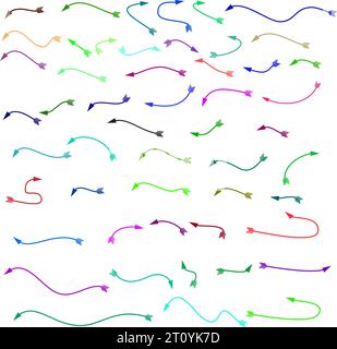 black line  arrows Collection  drawn arrows. Set simple arrows isolated on white background. Arrow mark icons. Arrow paint - stock vector. Stock Vector