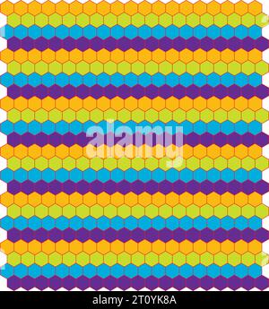 hexagon color grid pattern. hexagon texture. wall background. Geometric squared pattern. Vector illustration.  honeycomb pattern. Stock Vector