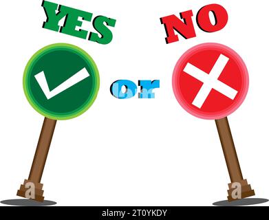 Yes or no choice. vector illustration. Checkmark cross icon set. Checkmark the right symbol tick sign. cross on white background. Isolated vector sign Stock Vector