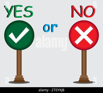 Yes or no choice. vector illustration. Checkmark cross icon set. Checkmark the right symbol tick sign. cross on white background. Isolated vector sign Stock Vector