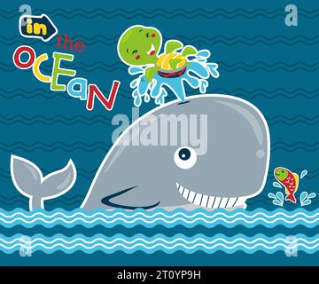 Vector cartoon illustration of marine animals Stock Vector