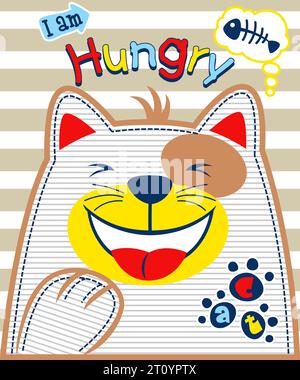 Funny cat artistic cartoon with fishbone Stock Vector