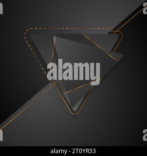Abstract black triangle logo emblem design with bronze outlines. Vector concept technology background Stock Vector