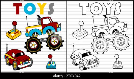 Coloring book of children toys, remote control cars Stock Vector