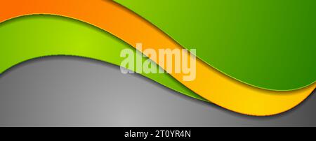 Green and orange abstract elegant waves corporate vector background Stock Vector