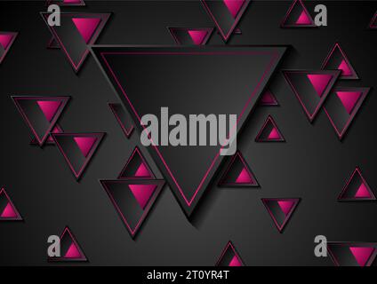 Black and purple triangles abstract geometric graphic design. Dark tech ...