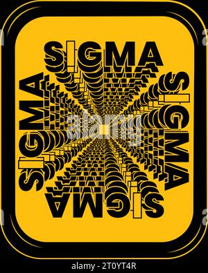 immerse yourself in the captivating world of typography with sigma's commanding black color presence on a dynamic yellow backdrop Stock Vector