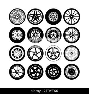 wheel rim style silhouette illustration Stock Vector