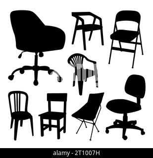 chair wood and metal object silhouette Stock Vector