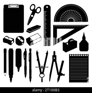 school tools equipment science and education silhouette Stock Vector