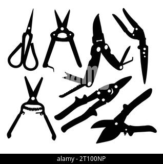 scissors garden and plants equipment silhouette Stock Vector