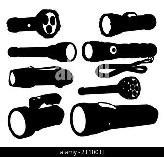 flashlight equipment tool silhouette Stock Vector