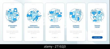 Walkthrough codependent relationship with blue icons concept Stock Vector