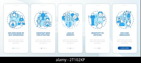 Walkthrough codependent relationship with blue line icons Stock Vector