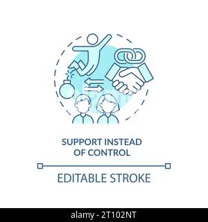 2D blue line icon support instead of control concept Stock Vector