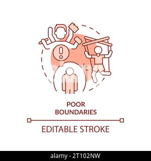 2D red linear icon poor boundaries concept Stock Vector