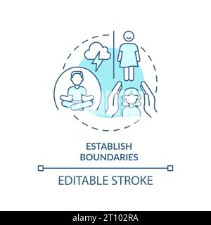 2D blue line icon establish boundaries concept Stock Vector
