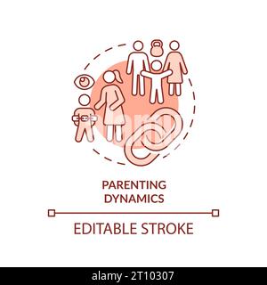 2D red linear icon parenting dynamics concept Stock Vector