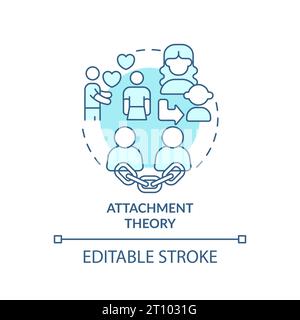 2D blue line icon attachment theory concept Stock Vector