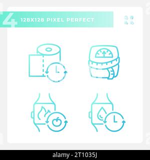 2D gradient metabolic health line icons pack Stock Vector