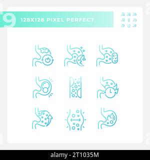 2D gradient metabolic health icons pack Stock Vector
