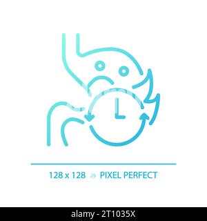 2D thin line gradient stomach with time icon Stock Vector