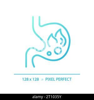 2D thin line gradient burning stomach icon Stock Vector