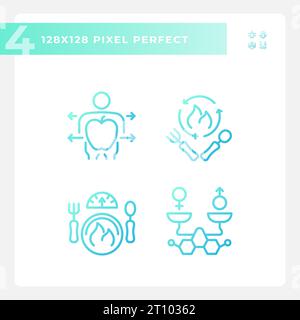 Pixel perfect gradient metabolic health thin line icons set Stock Vector