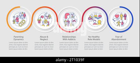 2D codependent relationship layout with line icons concept Stock Vector