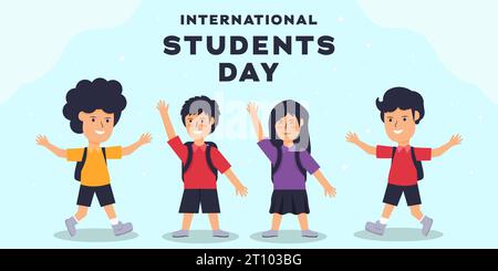 international students day horizontal banner illustration Stock Vector