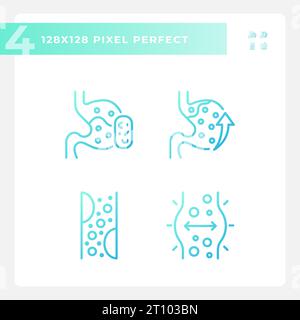 Pixel perfect gradient metabolic health icons set Stock Vector