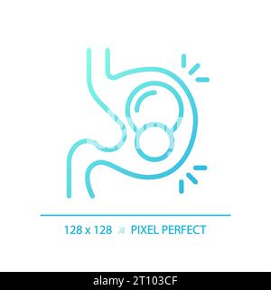 2D thin line gradient pills in stomach icon Stock Vector
