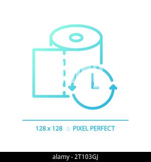 2D thin line gradient toilet paper with clock icon Stock Vector