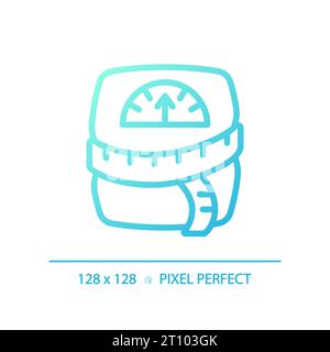 2D thin line gradient weight scale with tape measure icon Stock Vector