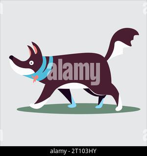 This animated vector depicts a moving image of a dog walking, creating a lively and adorable illustration. Stock Vector