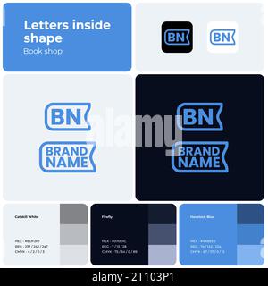 Book shop template with thin line brand logo Stock Vector