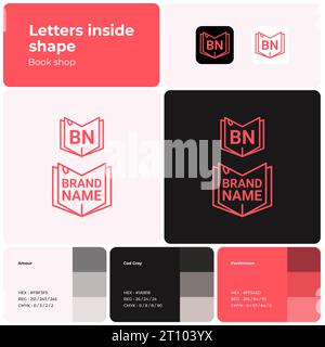 Book shop template with creative brand logo Stock Vector